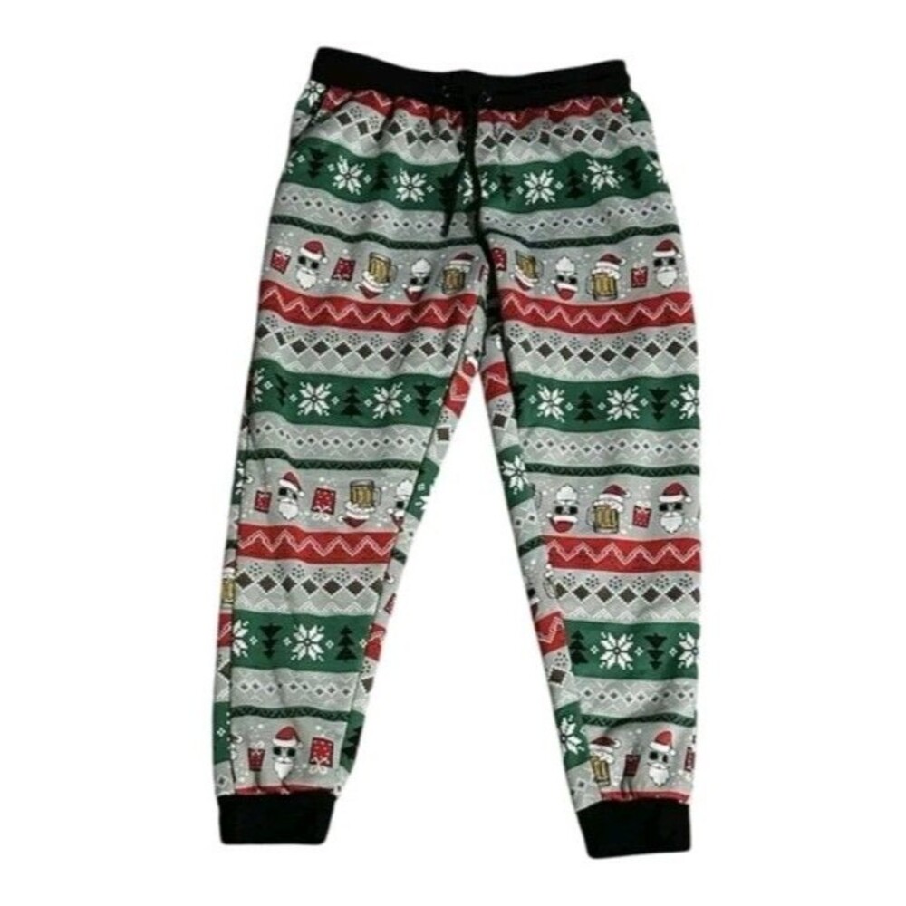 Berkley Jensen Festive Sherpa Lined Bonded Jogger Medium NWT Seasonal Print